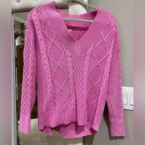 Aerie Cable V-Neck Pullover Sweater